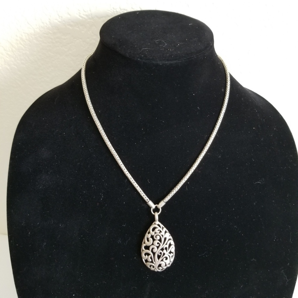 Silver Tone Braided Necklace 18"